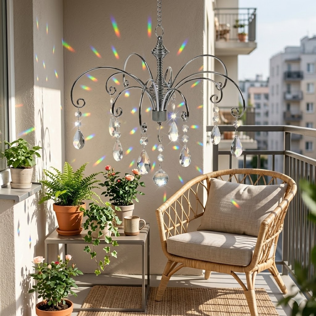 HOHIYA 2 Piece Angel Crystal Suncatcher Display 12 Inch Ceiling Hanging Metal Hanger Decorative Hook for Small Wind Chimes andOrnaments Silver Chrome